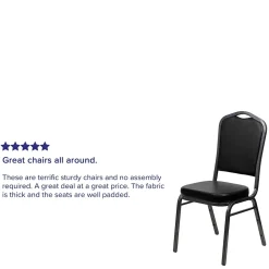 Flash Furniture HERCULES Series Vinyl Banquet Stacking Chair, Black/Silver Vein Frame, 4 Pack (4FDC01SVBKVY)