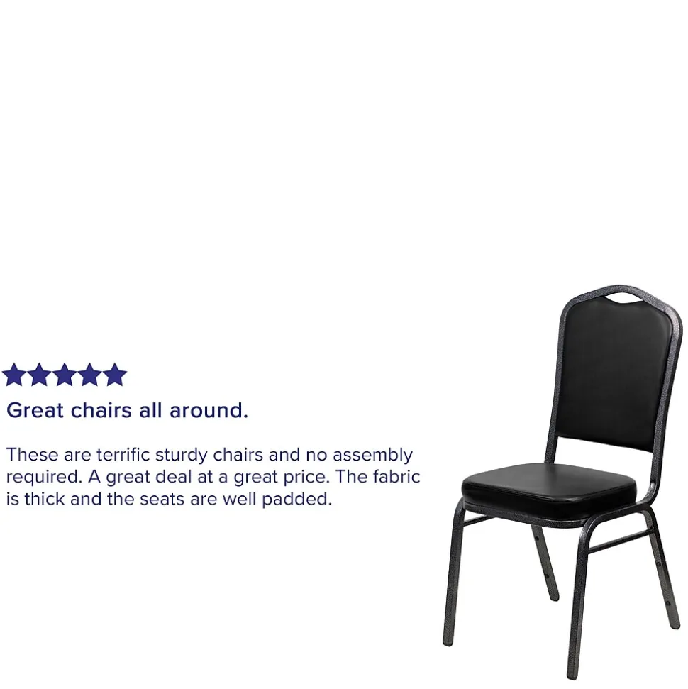 Flash Furniture HERCULES Series Vinyl Banquet Stacking Chair, Black/Silver Vein Frame, 4 Pack (4FDC01SVBKVY)