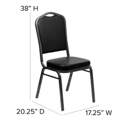 Flash Furniture HERCULES Series Vinyl Banquet Stacking Chair, Black/Silver Vein Frame, 4 Pack (4FDC01SVBKVY)