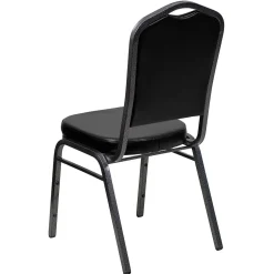 Flash Furniture HERCULES Series Vinyl Banquet Stacking Chair, Black/Silver Vein Frame, 4 Pack (4FDC01SVBKVY)