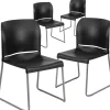 Flash Furniture HERCULES Polypropylene Office Chair, Black, 4/Pack (RUT-238A-BK-GG)
