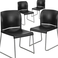 Flash Furniture HERCULES Polypropylene Office Chair, Black, 4/Pack (RUT-238A-BK-GG)