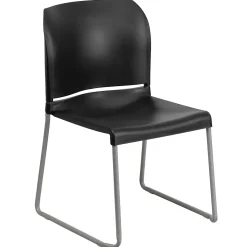 Flash Furniture HERCULES 8Full Back Stack Chairs W/Sled Base, Black, 20/Pack