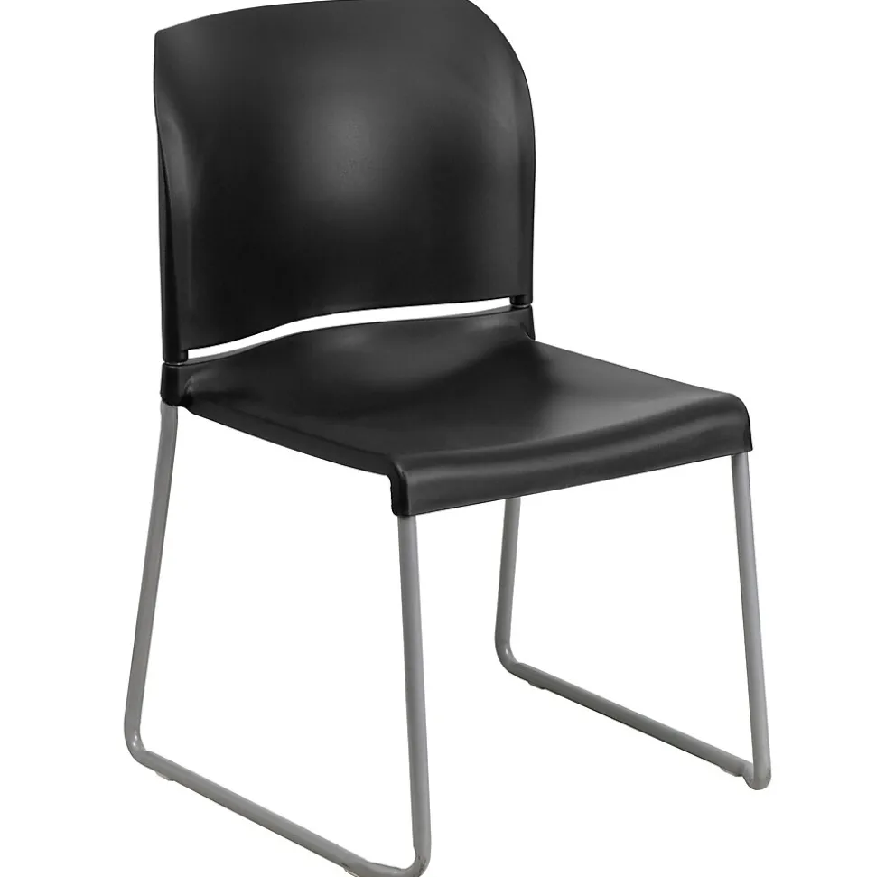 Flash Furniture HERCULES 8Full Back Stack Chairs W/Sled Base, Black, 20/Pack