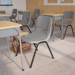 Flash Furniture HERCULES Series Plastic Shell Stack Chair, Gray/Black (RUTEO1GY)