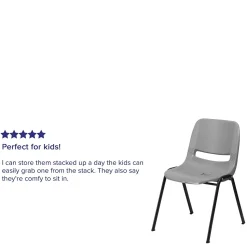 Flash Furniture HERCULES Series Plastic Shell Stack Chair, Gray/Black (RUTEO1GY)