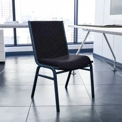 Flash Furniture HERCULES Series Fabric Stack Chair, Black Dot (XU60153BK)