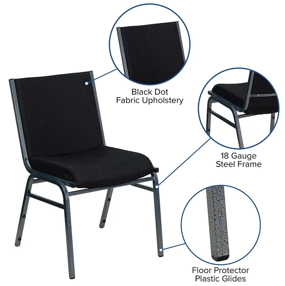 Flash Furniture HERCULES Series Fabric Stack Chair, Black Dot (XU60153BK)