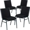 Flash Furniture HERCULES Series Fabric Heavy Duty Stack Chair, Black Dot, 4 Pack (4XU60153BK)