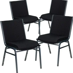 Flash Furniture HERCULES Series Fabric Heavy Duty Stack Chair, Black Dot, 4 Pack (4XU60153BK)