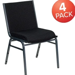 Flash Furniture HERCULES Series Fabric Heavy Duty Stack Chair, Black Dot, 4 Pack (4XU60153BK)