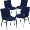 Flash Furniture HERCULES Series Fabric Heavy Duty Stack Chair, Navy Blue Dot, 4 Pack (4XU60153NVY)
