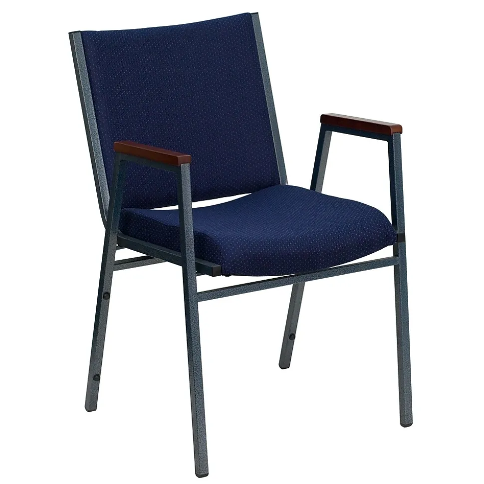 Flash Furniture HERCULES Series Fabric Stack Chair with Arms, Navy Blue Dot (XU60154NVY)