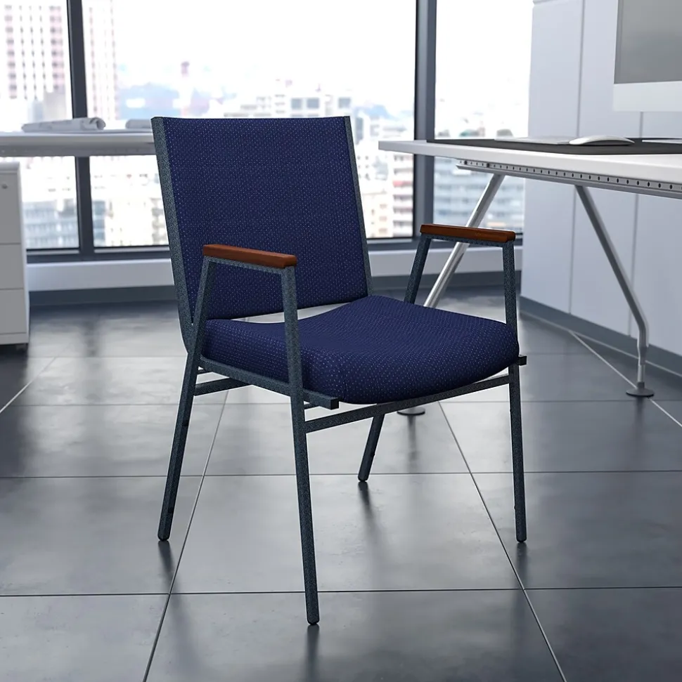 Flash Furniture HERCULES Series Fabric Stack Chair with Arms, Navy Blue Dot (XU60154NVY)