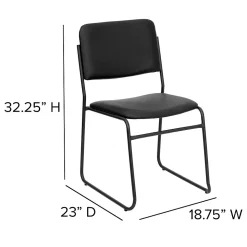 Flash Furniture HERCULES Series Vinyl Stacking Chair with Sled Base, Black (XU8700BLKBVYL30)