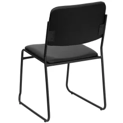 Flash Furniture HERCULES Series Vinyl Stacking Chair with Sled Base, Black (XU8700BLKBVYL30)
