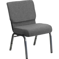 Flash Furniture HERCULES Series Fabric Stacking Church Chair, Gray/Silver Vein Frame (XUCH0221GYSV)