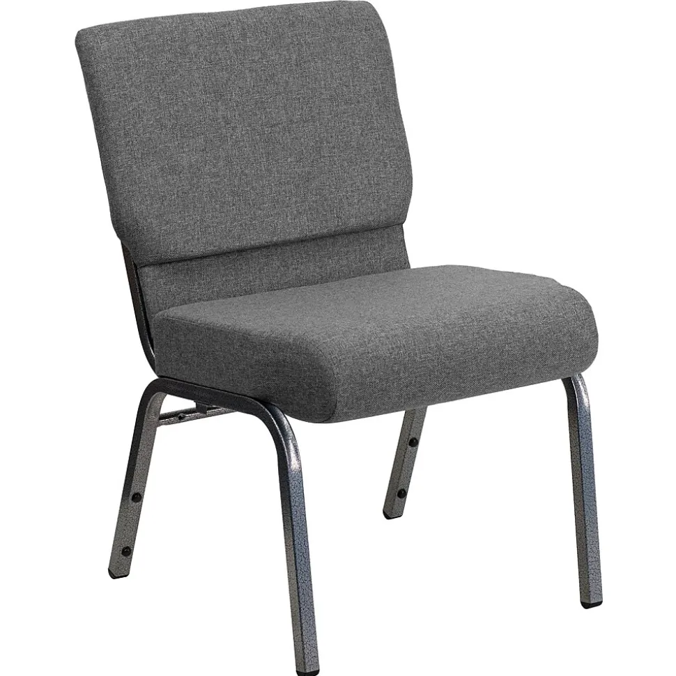 Flash Furniture HERCULES Series Fabric Stacking Church Chair, Gray/Silver Vein Frame (XUCH0221GYSV)