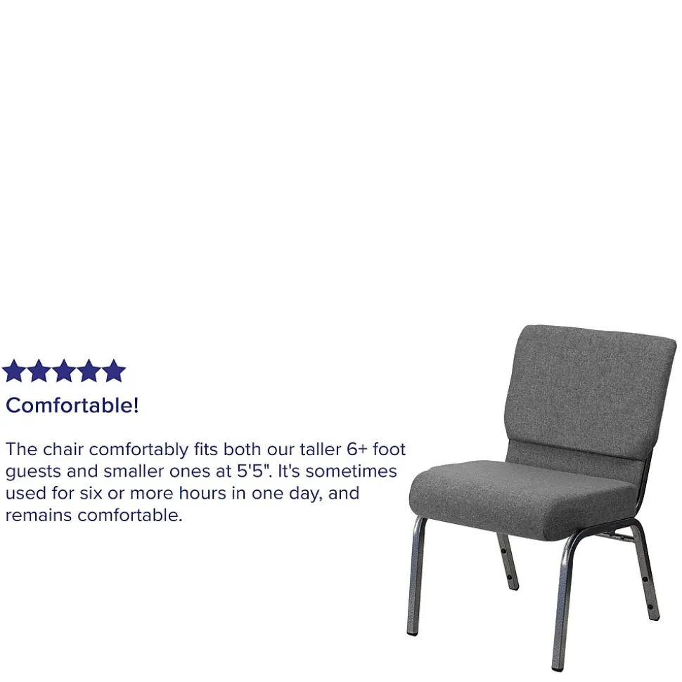 Flash Furniture HERCULES Series Fabric Stacking Church Chair, Gray/Silver Vein Frame (XUCH0221GYSV)