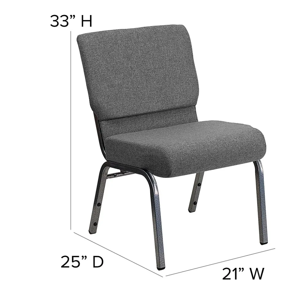 Flash Furniture HERCULES Series Fabric Stacking Church Chair, Gray/Silver Vein Frame (XUCH0221GYSV)