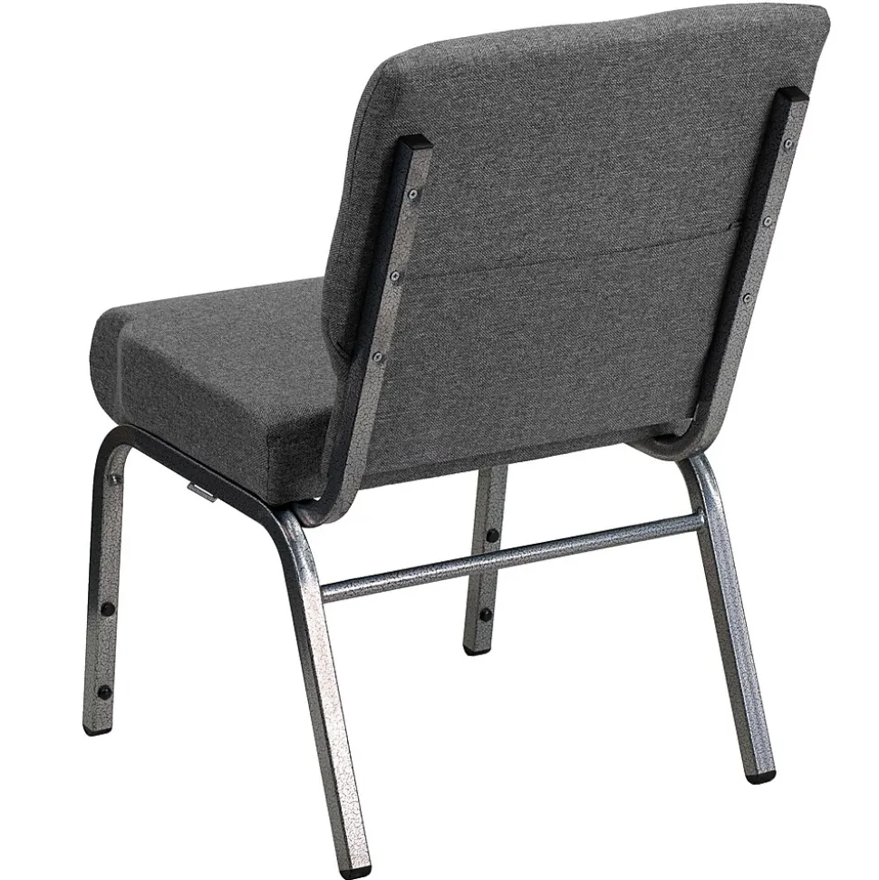 Flash Furniture HERCULES Series Fabric Stacking Church Chair, Gray/Silver Vein Frame (XUCH0221GYSV)