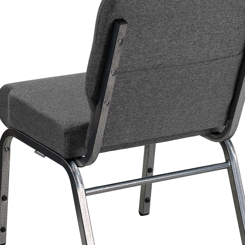 Flash Furniture HERCULES Series Fabric Stacking Church Chair, Gray/Silver Vein Frame (XUCH0221GYSV)
