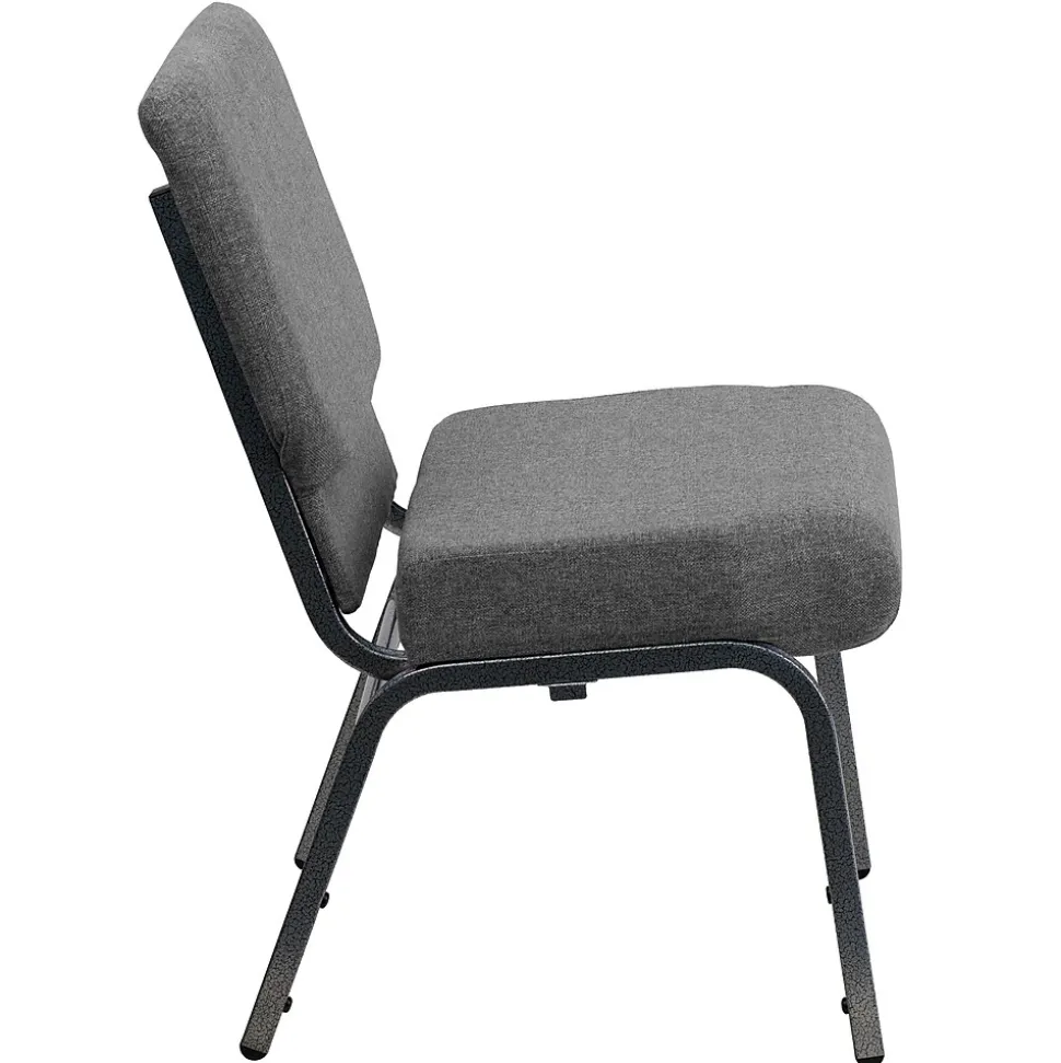 Flash Furniture HERCULES Series Fabric Stacking Church Chair, Gray/Silver Vein Frame (XUCH0221GYSV)