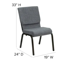 Flash Furniture HERCULES Series Fabric Stacking Church Chair, Gray/Gold Vein Frame (XUCH60096BEIJGY)