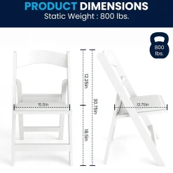 Flash Furniture HERCULES™ Vinyl Armless Folding Chair, White, 20/Pack (20L3L1WHITE)