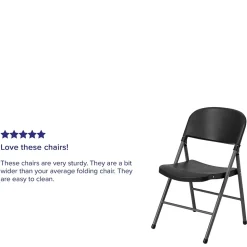 Flash Furniture HERCULES™ Plastic Armless Folding Chair With Charcoal Frame, Black, 4/Pack