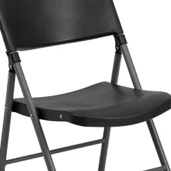 Flash Furniture HERCULES™ Plastic Armless Folding Chair With Charcoal Frame, Black, 4/Pack