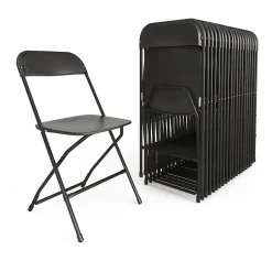 Flash Furniture HERCULES™ Plastic Armless Folding Chair, Black, 20/Pack