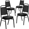 Flash Furniture HERCULES™ 19 1/4"H Vinyl Black Frame Trapezoidal Back Banquet Chair, Black, 4/Pack (4FDBHF1BKBK)