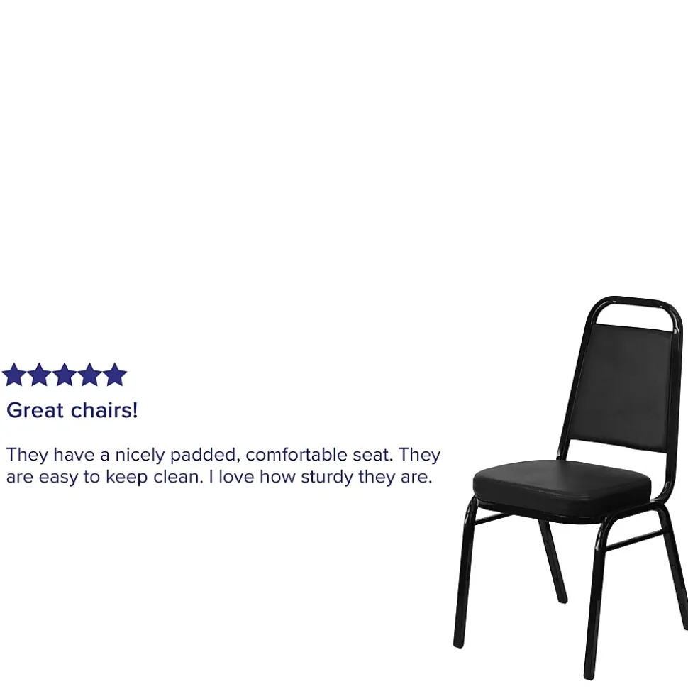 Flash Furniture HERCULES™ 19 1/4"H Vinyl Black Frame Trapezoidal Back Banquet Chair, Black, 4/Pack (4FDBHF1BKBK)