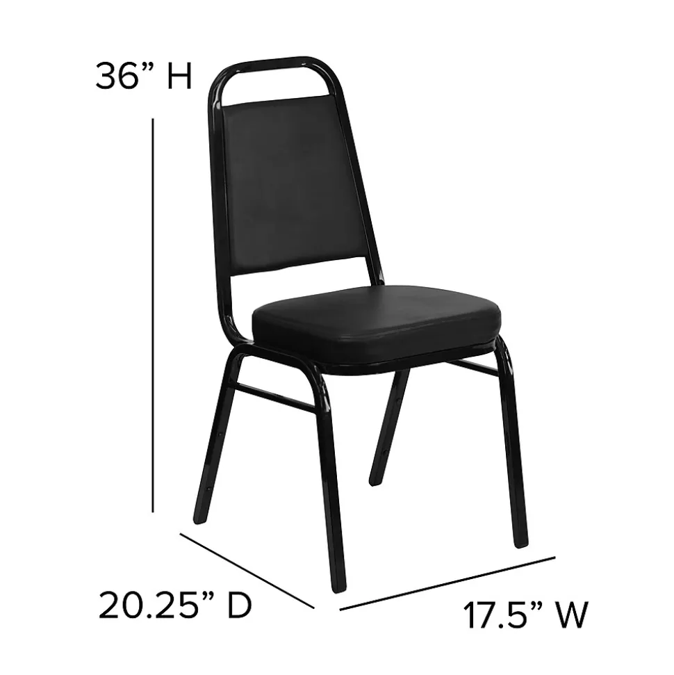 Flash Furniture HERCULES™ 19 1/4"H Vinyl Black Frame Trapezoidal Back Banquet Chair, Black, 4/Pack (4FDBHF1BKBK)