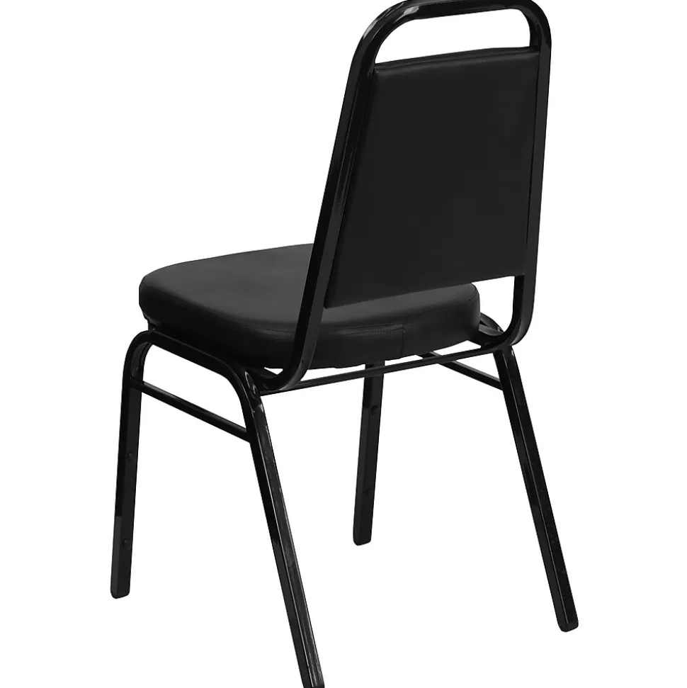 Flash Furniture HERCULES™ 19 1/4"H Vinyl Black Frame Trapezoidal Back Banquet Chair, Black, 4/Pack (4FDBHF1BKBK)