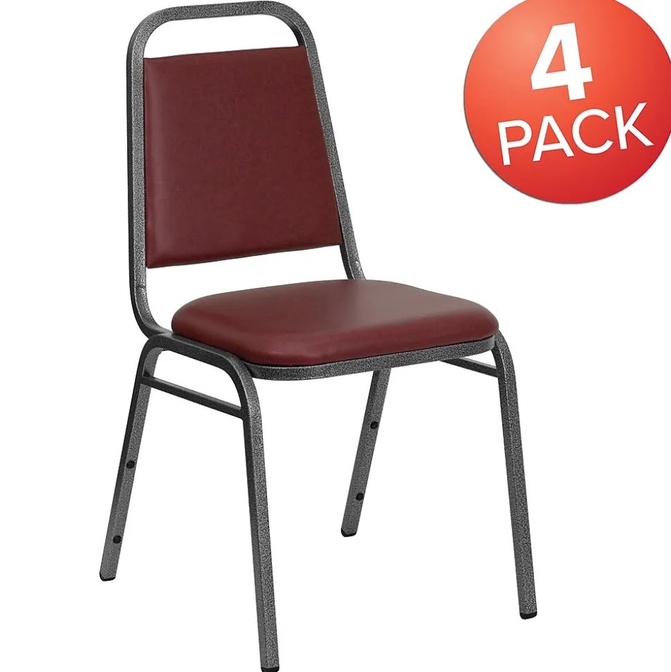 Flash Furniture HERCULES™ 18"H Vinyl Trapezoidal Back Banquet Chair, Burgundy, 4/Pack (4FDBHF2VYVYL)