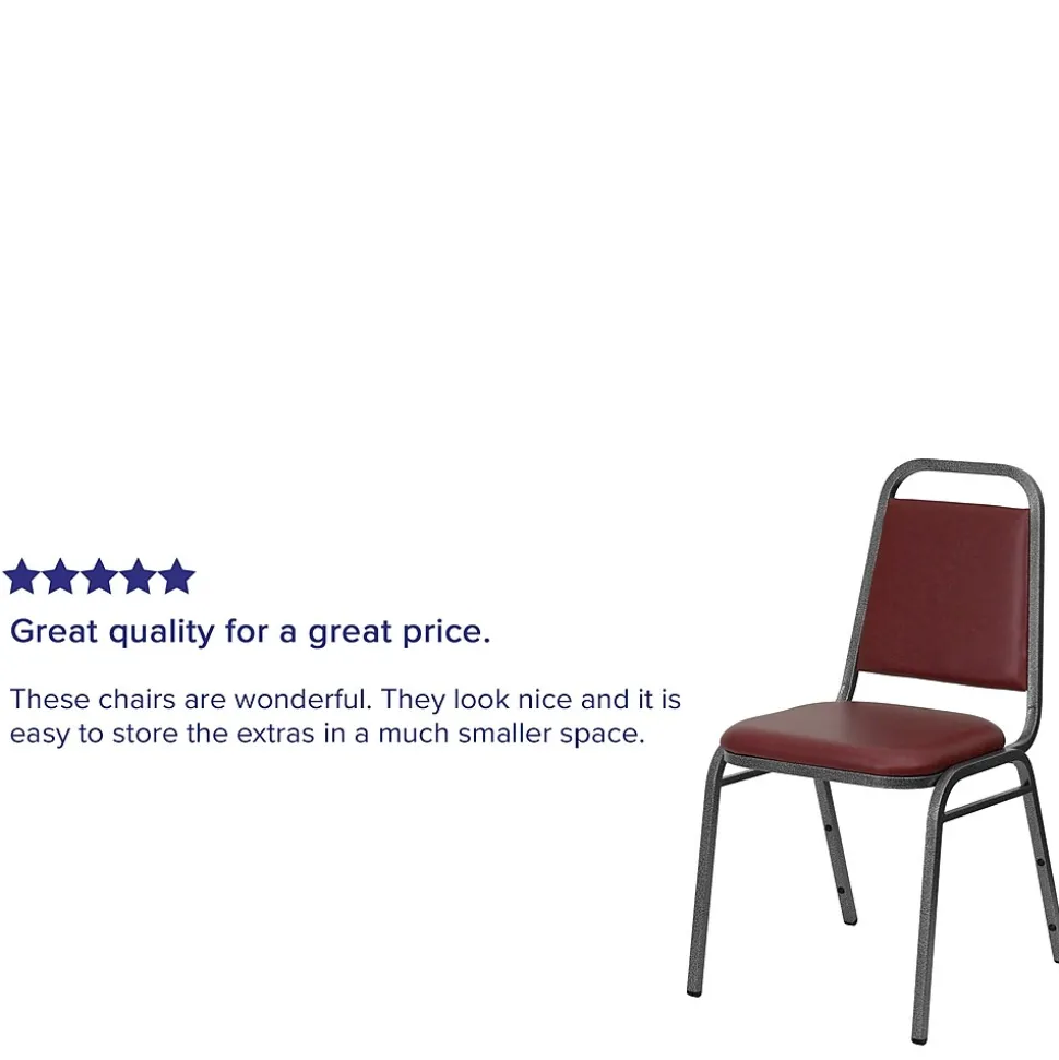 Flash Furniture HERCULES™ 18"H Vinyl Trapezoidal Back Banquet Chair, Burgundy, 4/Pack (4FDBHF2VYVYL)