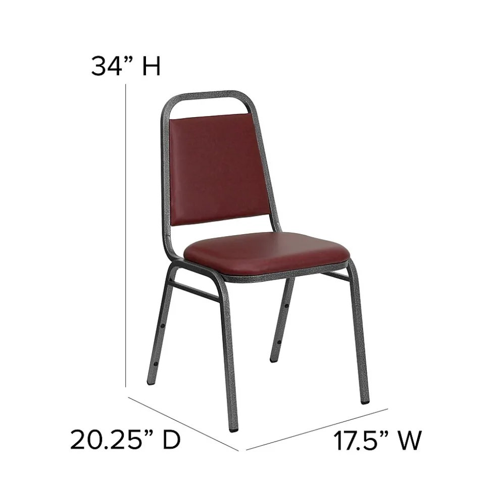 Flash Furniture HERCULES™ 18"H Vinyl Trapezoidal Back Banquet Chair, Burgundy, 4/Pack (4FDBHF2VYVYL)