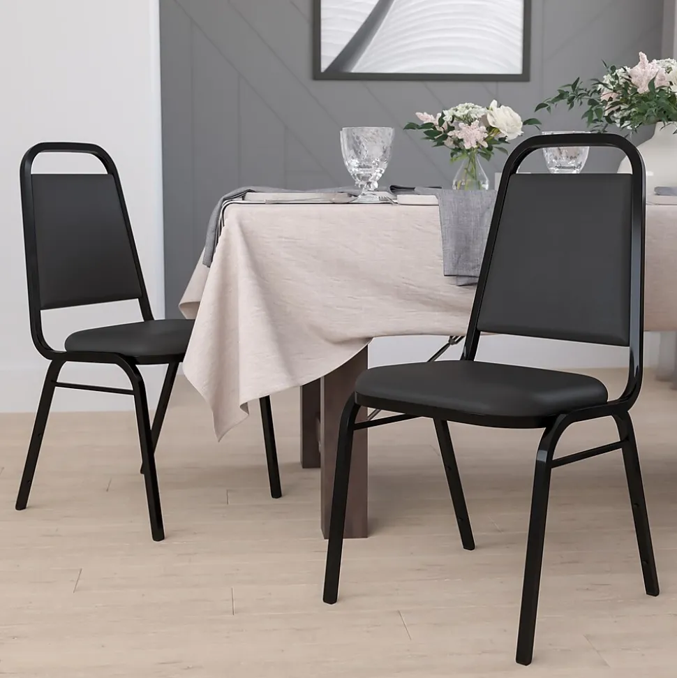 Flash Furniture HERCULES Series Vinyl Banquet Stacking Chair, Black, 4 Pack (4FDBHF2BKVYL)