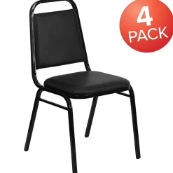 Flash Furniture HERCULES Series Vinyl Banquet Stacking Chair, Black, 4 Pack (4FDBHF2BKVYL)