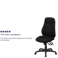 Flash Furniture Hughes Armless Ergonomic Fabric Swivel High Back Task Office Chair, Black (BT90297H)