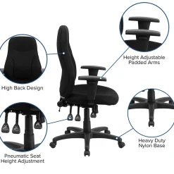 Flash Furniture Hughes Ergonomic Fabric Swivel High Back Task Office Chair, Black (BT90297HA)