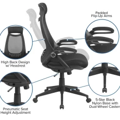 Flash Furniture Ivan Ergonomic Mesh Swivel High Back Executive Office Chair, Black (HL0018)