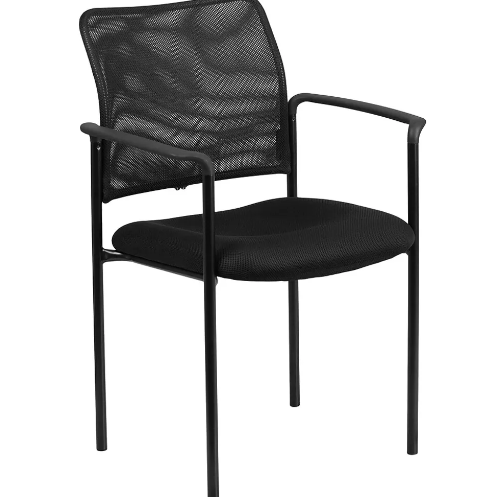 Flash Furniture Jana Mesh Stackable Side Chair with Arms, Black (GO5162)