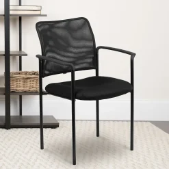 Flash Furniture Jana Mesh Stackable Side Chair with Arms, Black (GO5162)