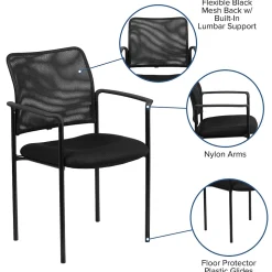 Flash Furniture Jana Mesh Stackable Side Chair with Arms, Black (GO5162)