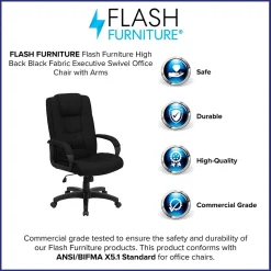 Flash Furniture Jessica Fabric Swivel High Back Executive Office Chair, Black (GO5301BBK)