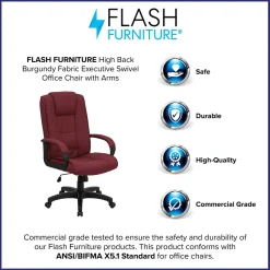 Flash Furniture Jessica Fabric Swivel High Back Executive Office Chair, Burgundy (GO5301BBY)