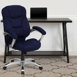 Flash Furniture Jessie Ergonomic Microfiber Swivel High Back Executive Office Chair, Navy Blue (GO725NVY)